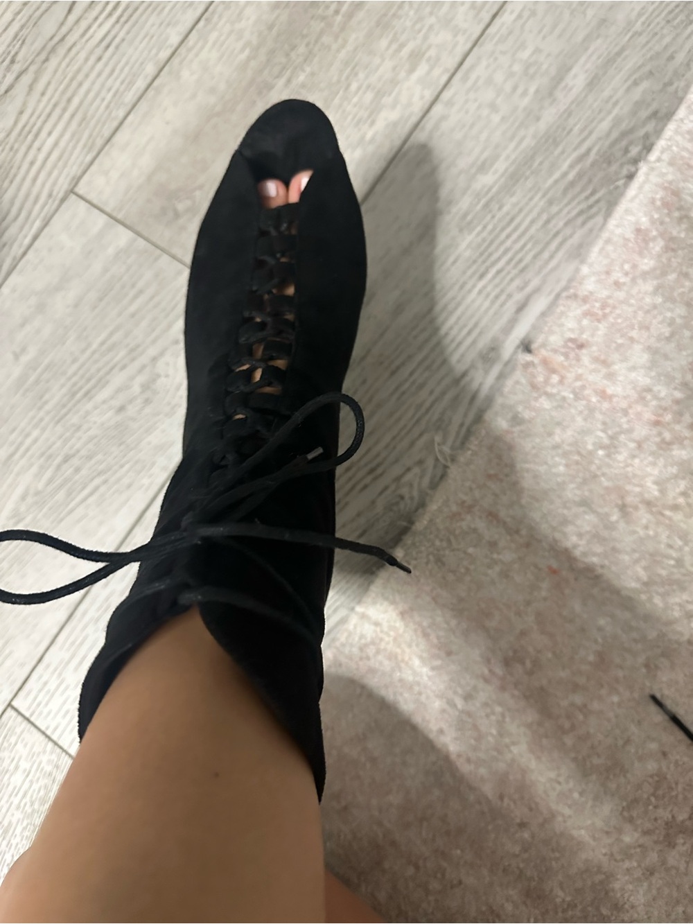 Lace-Up Peep-Toe Women's Boot - Black
